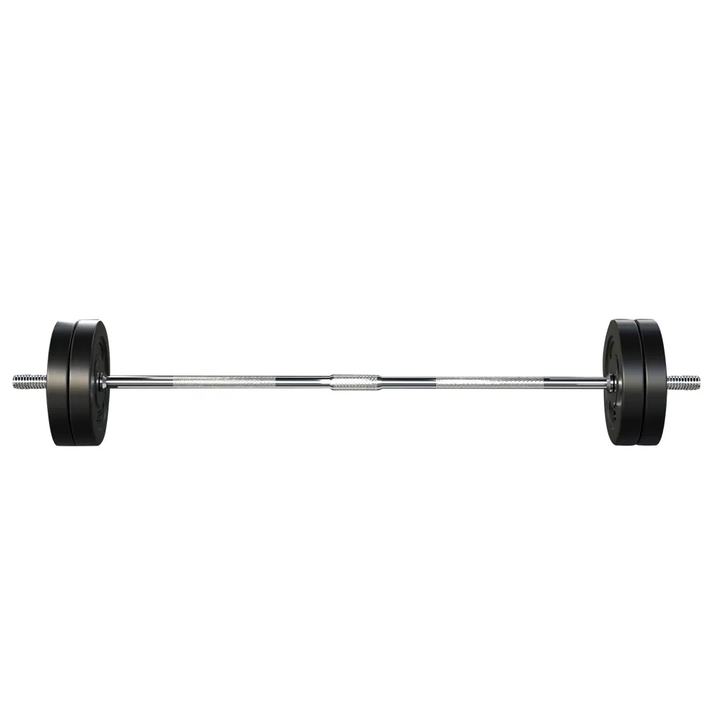 48kg Rubber Weight Plates Barbell Set, Detachable Bar - Everfit