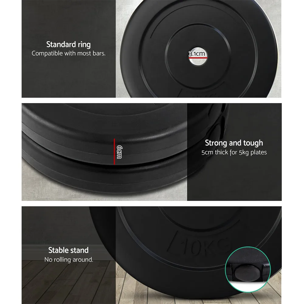 58kg Rubber Weight Plates Barbell Set, Commercial Grade - Everfit
