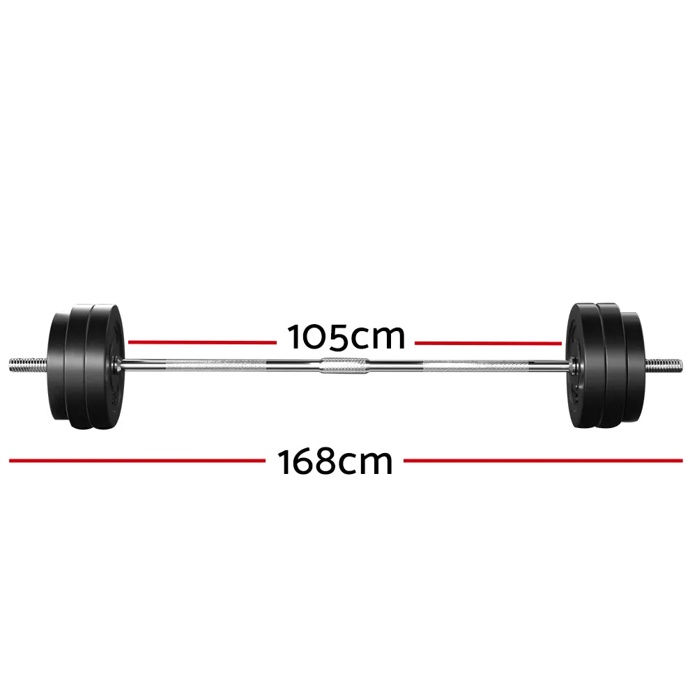 58kg Rubber Weight Plates Barbell Set, Commercial Grade - Everfit