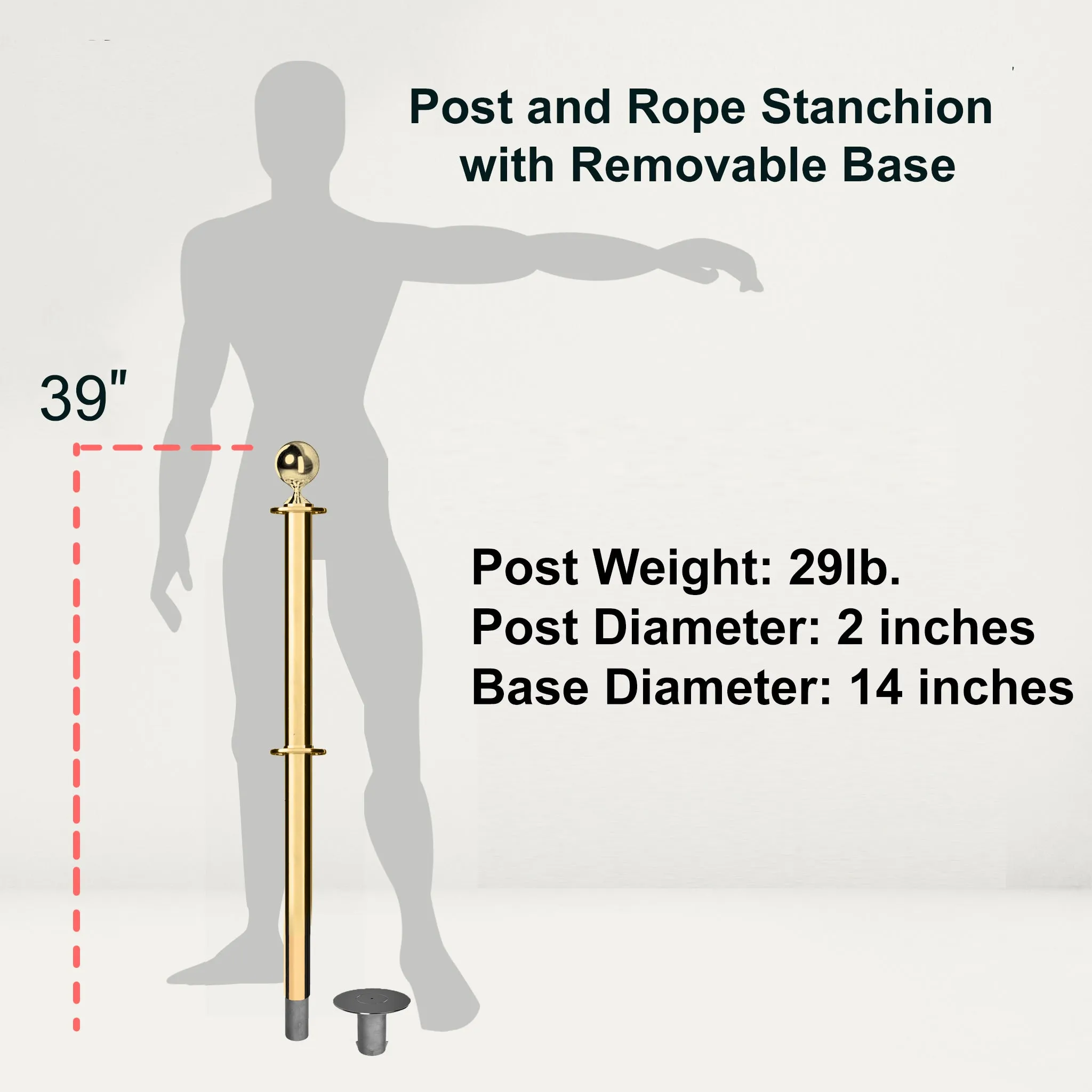 Ball Top Dual Rope Stanchion with Removable Base - Montour Line CXLineDR