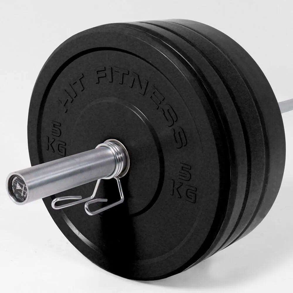 Hit Fitness 120kg Black Bumper Plates Athletic Weight Set