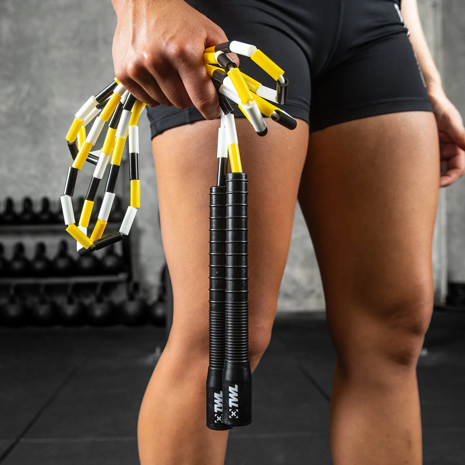TWL - BEADED CROSSOVER ROPE - BLACK/WHITE/YELLOW